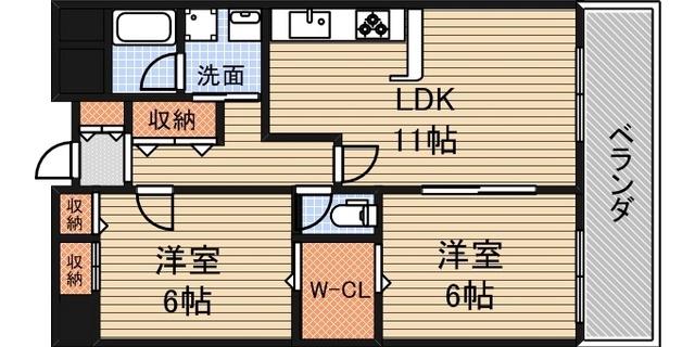 タッチ塚口(2LDK/5階)の間取り写真