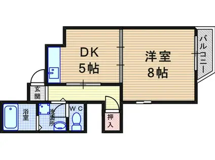 ザ・シティ塚口(1DK/4階)の間取り写真