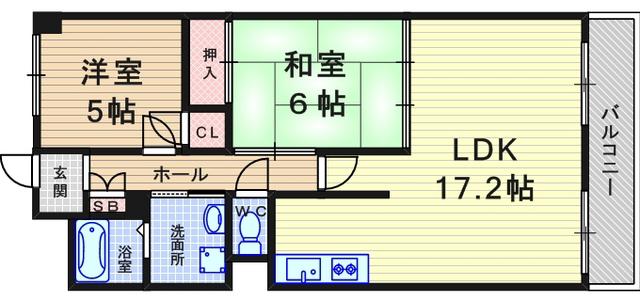ハイネスAONO(2LDK/5階)の間取り写真