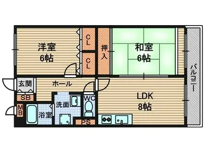 カンフリエ(2LDK/3階)の間取り写真