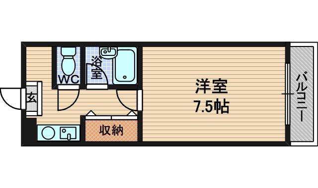 アパルト14(1K/2階)の間取り写真