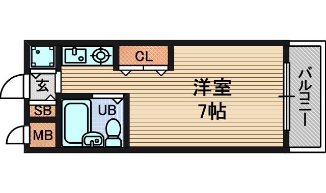 ロイヤルメゾン塚口13(ワンルーム/2階)の間取り写真