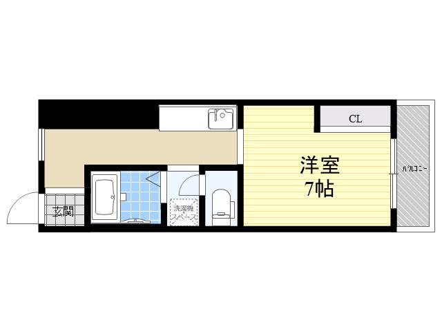 ヴィラ塚口(1K/2階)の間取り写真