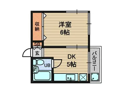 シャレー塚口(1DK/2階)の間取り写真