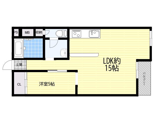 塚口コーポラス(1LDK/5階)の間取り写真
