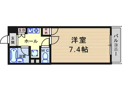 武庫之館H&S(1K/3階)の間取り写真