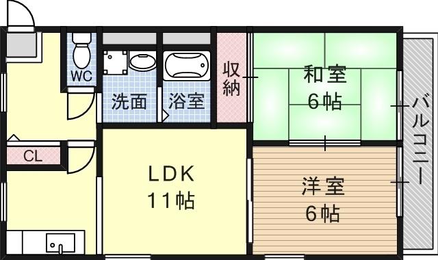 ビアンカ園田(2LDK/2階)の間取り写真