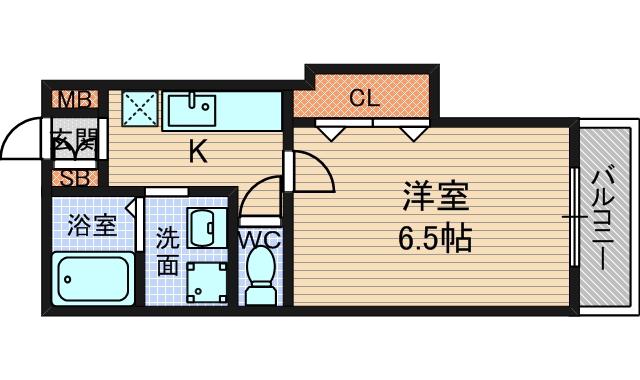 エクセル新伊丹(1K/5階)の間取り写真