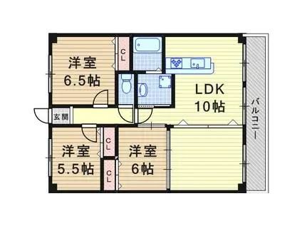 阪急神戸本線 武庫之荘駅 徒歩7分 7階建 築29年(3LDK/1階)の間取り写真