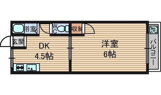 山下マンション(1DK/2階)の間取り写真
