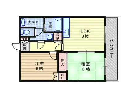 コンフォート南塚口Ⅱ(2LDK/3階)の間取り写真