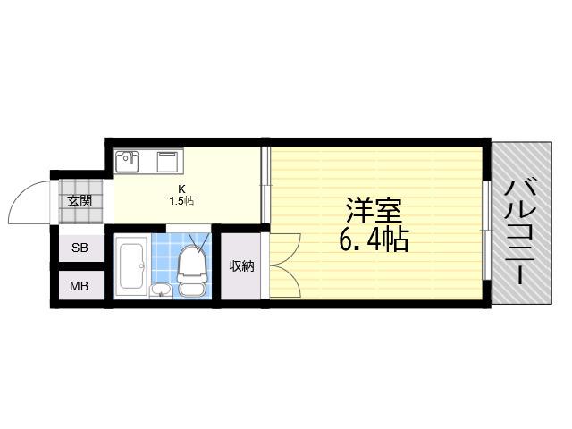 ファンハウス(1K/5階)の間取り写真