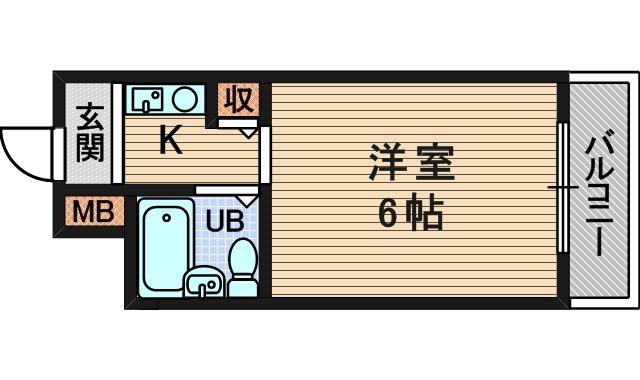 アーチ名神(1K/6階)の間取り写真