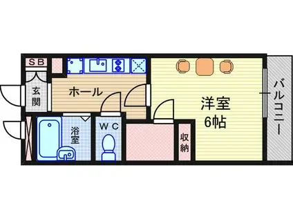 レオパレス阪急塚口(1K/1階)の間取り写真