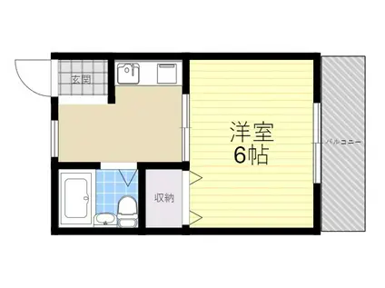 ハイツ加賀(1DK/2階)の間取り写真