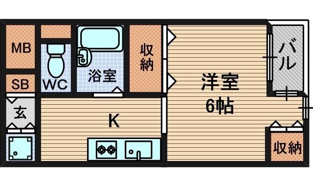 シエテ野間(1K/3階)の間取り写真