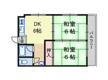 ヴィラ東田(2DK/3階)の間取り写真
