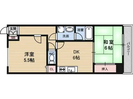 ティーグル24南塚口(2DK/4階)の間取り写真