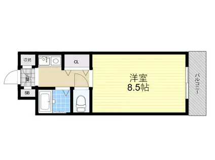 阪急神戸本線 塚口駅(阪急) 徒歩20分 4階建 築30年(1K/3階)の間取り写真
