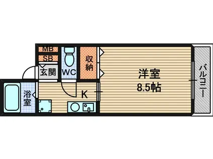阪急神戸本線 塚口駅(阪急) 徒歩20分 4階建 築30年(1K/2階)の間取り写真