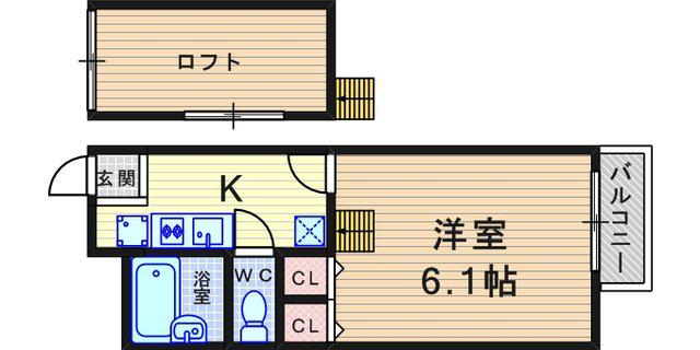 レオパレス上坂部(1K/2階)の間取り写真