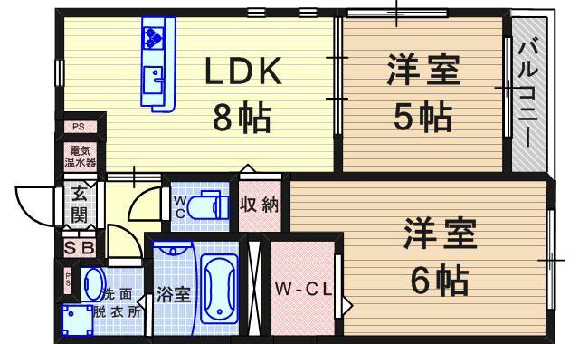 リヴェール(2LDK/2階)の間取り写真