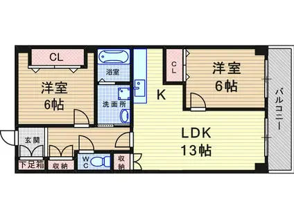 HIYODORI(2LDK/2階)の間取り写真