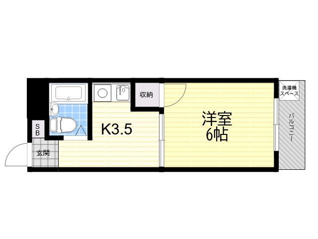 コンフォート南塚口(1K/2階)の間取り写真