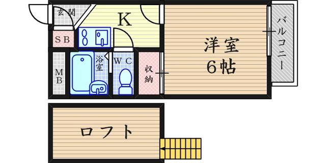 レオパレスコンフォール(1K/1階)の間取り写真