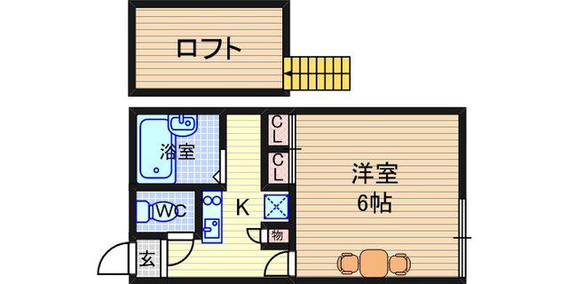 レオパレスゴーゴー(1K/2階)の間取り写真