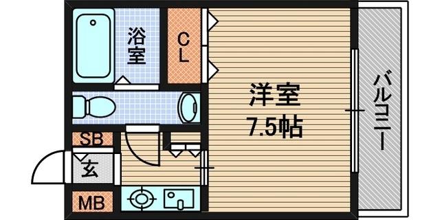 OJフィールド(1K/3階)の間取り写真