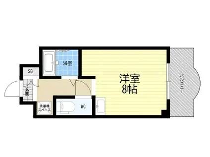 キューブ南塚口Ⅱ(ワンルーム/3階)の間取り写真