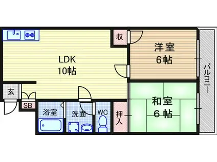 アミティ武庫之荘(2LDK/2階)の間取り写真