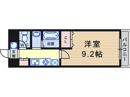 シエテ南塚口(1K/3階)の間取り写真