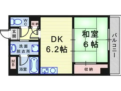 パルステ-ジ武庫之荘(1DK/3階)の間取り写真