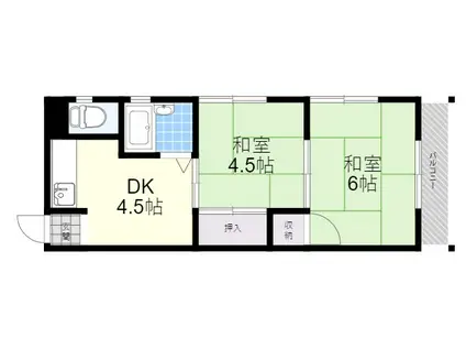 サンハイツ伊丹(2DK/1階)の間取り写真