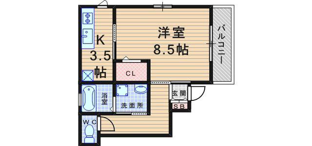 ブランカーサ(1K/1階)の間取り写真