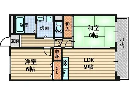 レガシー塚口(2LDK/4階)の間取り写真