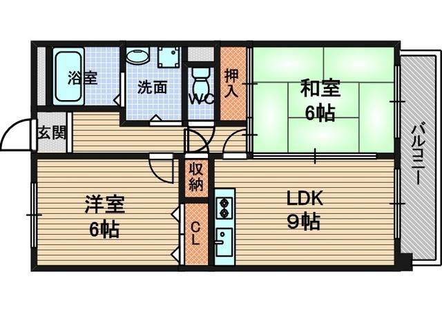 レガシー塚口(2LDK/4階)の間取り写真