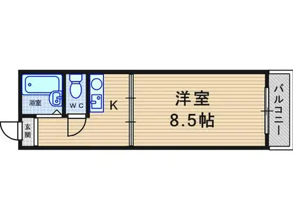 シードワン(1K/2階)の間取り写真