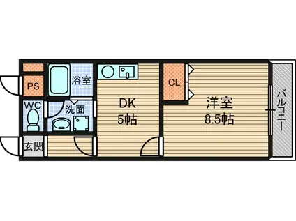シードワン(1DK/2階)の間取り写真