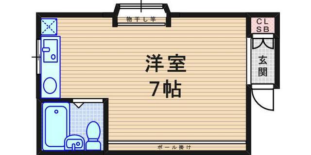 レッドバトラー(ワンルーム/3階)の間取り写真