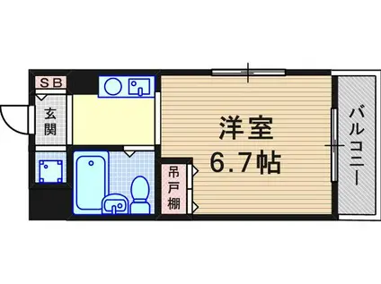 ジョイフル南塚口2号館(1K/4階)の間取り写真