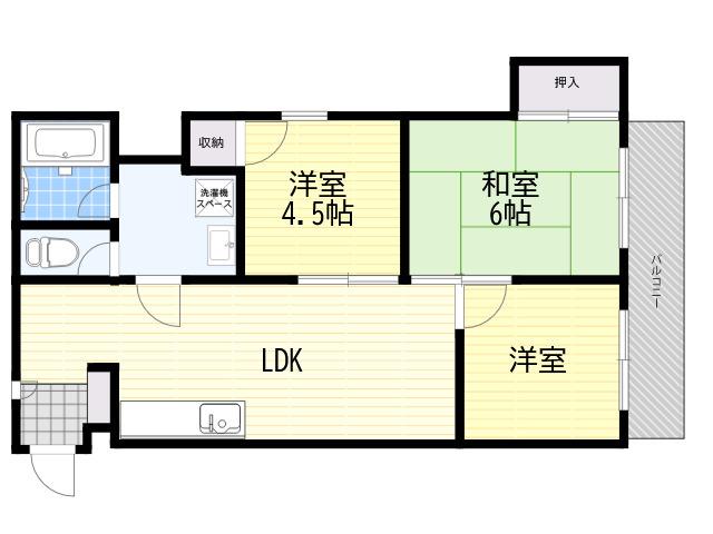 グランディア武庫之荘(3LDK/2階)の間取り写真