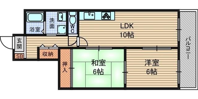 グランドゥール武庫之荘(2LDK/3階)の間取り写真