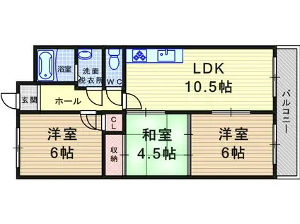 シャトー塚口(3LDK/5階)の間取り写真