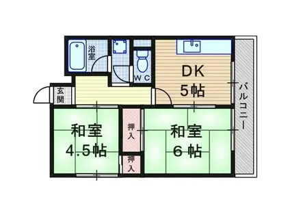エメラルド久々知PARTⅠ(2DK/4階)の間取り写真