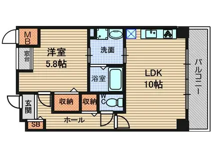 アウローラ武庫之荘(1LDK/2階)の間取り写真