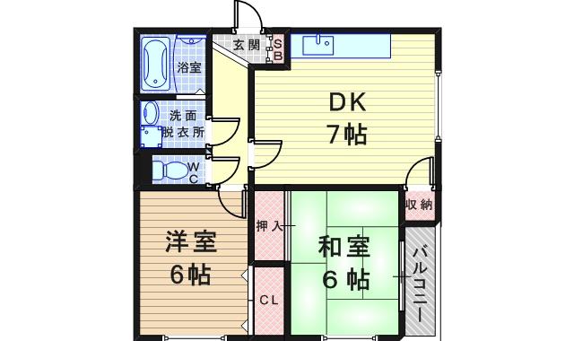 メゾンドアベニュー(2DK/2階)の間取り写真