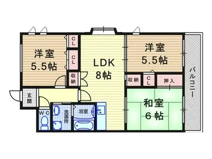 ラディエ南武庫之荘2(3LDK/2階)の間取り写真